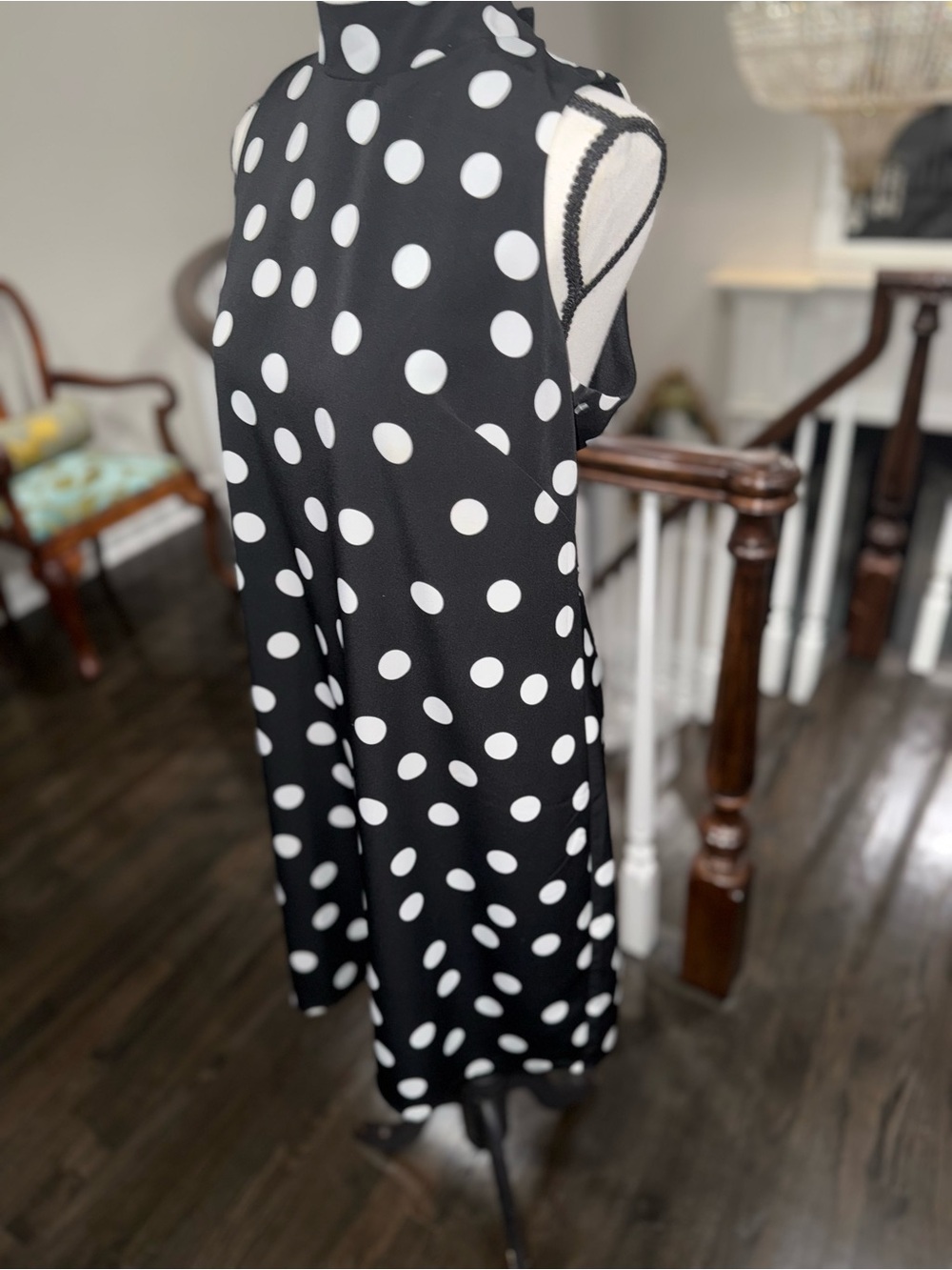 White House Black Market Black & White Polka Dot Mini Dress - Picture 3 of 8